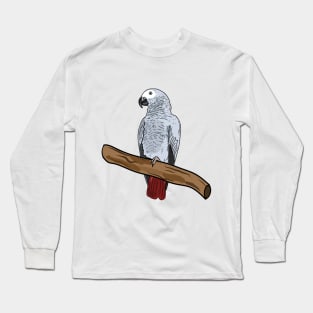 African grey parrot cartoon illustration Long Sleeve T-Shirt